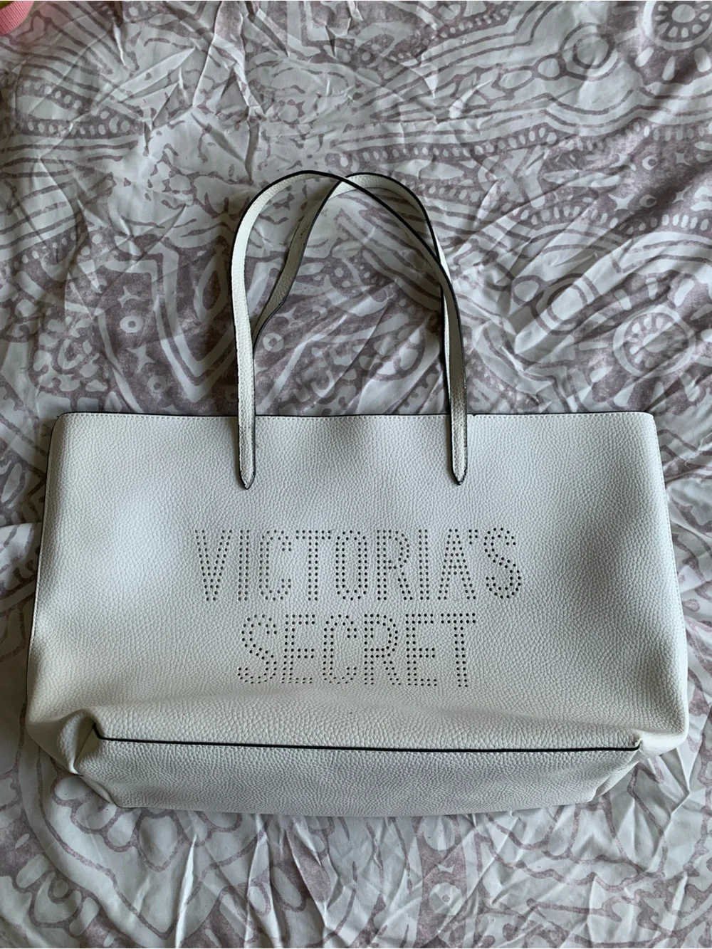 Victoria's Secret Cream Perforated Logo Tote